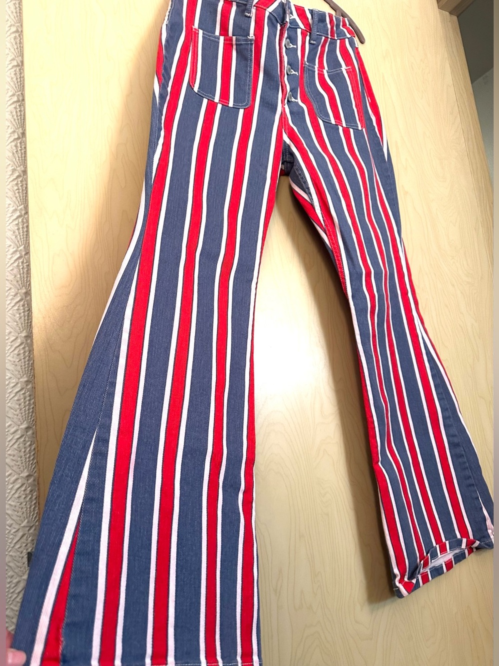 Wrangler Red, Blue & White Striped High-Rise Sailor Jeans - Picture 8 of 12
